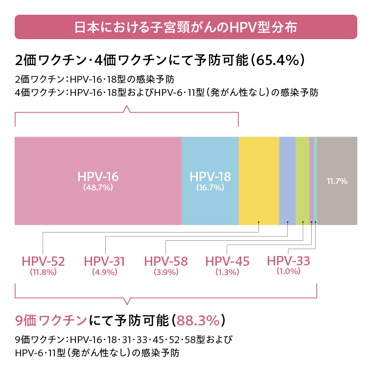 日本における子宮頸がんのHPV型分布